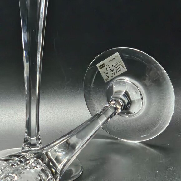2 Mikasa Bacchus Champagne Flutes 10.7" fine crystal grape vine cut glass elegan - Picture 5 of 10